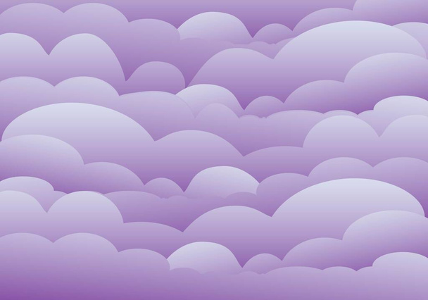 Море фиолетовых, фиолетовых или лиловых облаков. Фиолетовое, фиолетовое или лиловое облако неба. Лиловый, фиолетовый или фиолетовый фон грозовых туч - Вектор,изображение