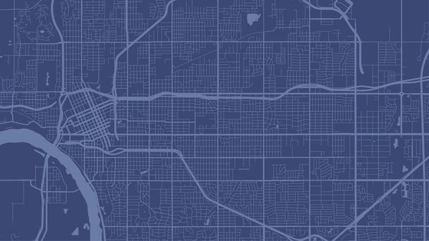 Blu scuro Tulsa città area vettoriale sfondo mappa, strade e acqua cartografia illustrazione. Proporzione di schermo panoramico, mappa stradale digitale di progettazione piatta. - Vettoriali, immagini