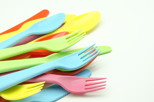 Several plastic cutlery - Foto, Bild