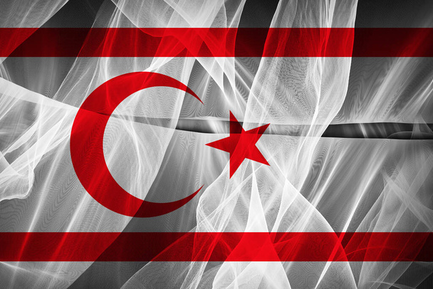 Türkische Republik Nordzypern Flagge aus Seide, digitale Illustration - Foto, Bild