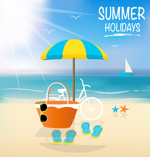 Summer holiday background. Vector illustration. - Vector, Imagen