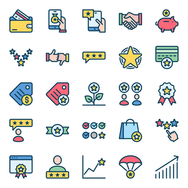 Filled color outline icons for loyalty. - Vector, Image