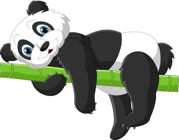 aranyos panda rajzfilm egy bambusz fa - Vektor, kép