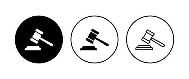 Gavel simgesi hazır. Yargıç Tokmak ikon vektörü. Kanun simgesi vektörü. Açık arttırma çekici - Vektör, Görsel