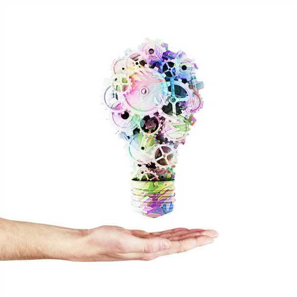 bulb with color gears - Foto, imagen
