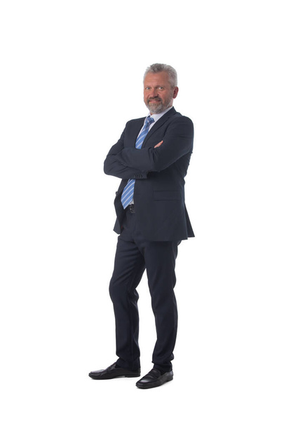 Full length portrait of confident male senior business man worker isolated on white background - Fotografie, Obrázek
