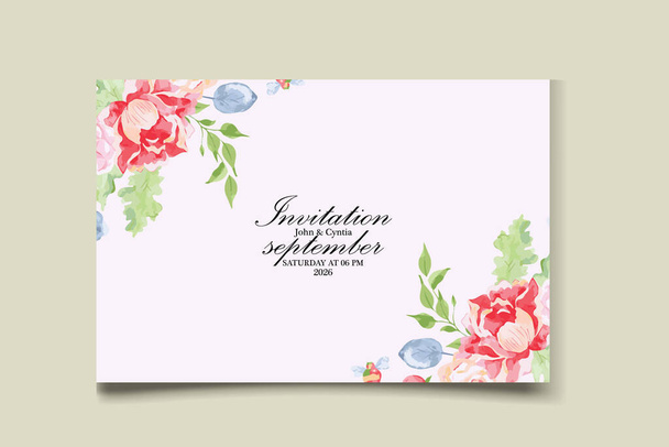 Aquarell Blumen Hochzeitskarte Set - Vektor, Bild