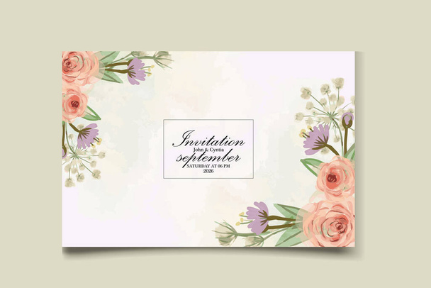 Conjunto de tarjetas de boda floral acuarela - Vector, Imagen