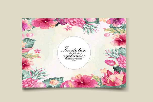 Σύνολο καρτών γάμου ακουαρέλα λουλουδάτη - Διάνυσμα, εικόνα