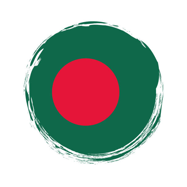 round brush painted banner with Bangladesh flag on white background - Vector, Image