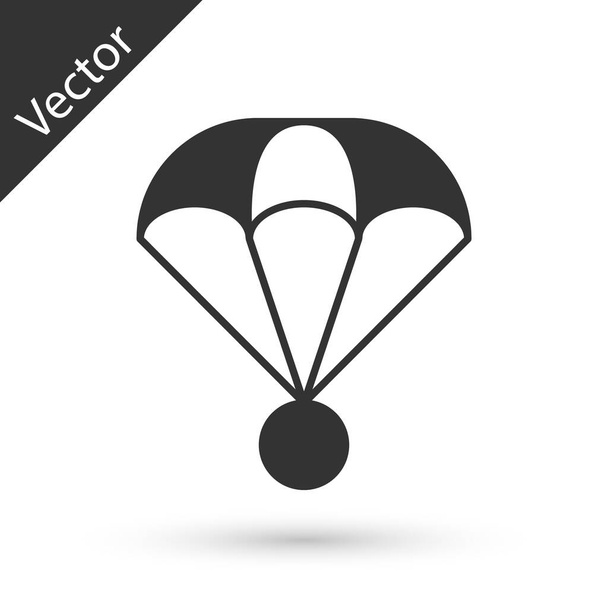 Grey Parachute icon isolated on white background. Extreme sport. Sport equipment.  Vector - Vector, Image