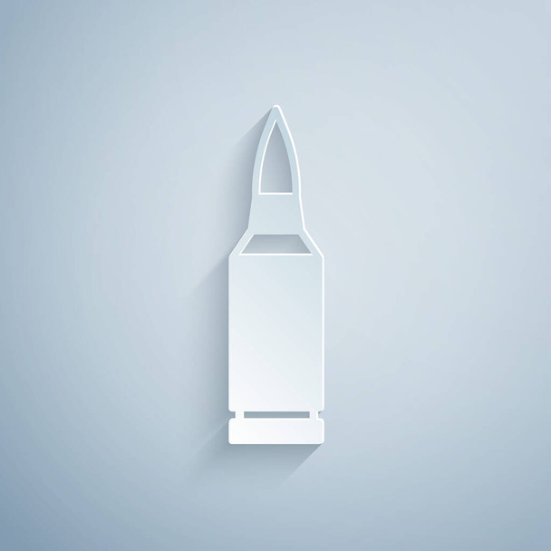 Corte de papel Icono de bala aislado sobre fondo gris. Estilo de arte de papel. Vector - Vector, Imagen
