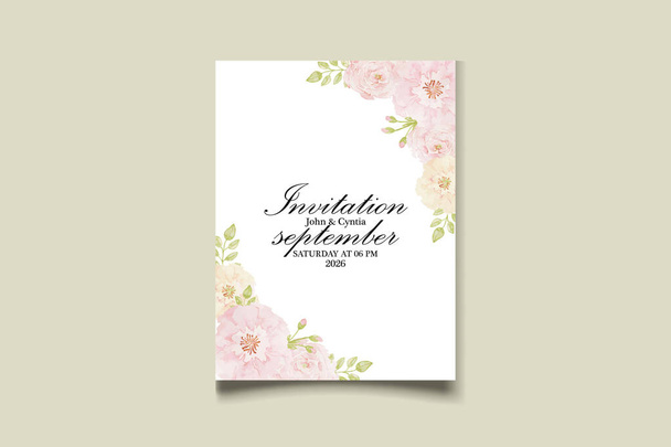 Σύνολο καρτών γάμου ακουαρέλα λουλουδάτη - Διάνυσμα, εικόνα