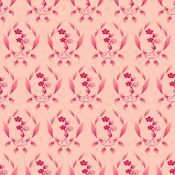 Damask pattern. Stylized pink on a light background. - Vecteur, image