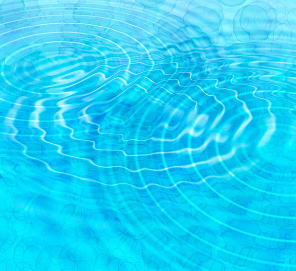 Fond abstrait bleu vif avec des ondulations et des bulles d'eau - Photo, image