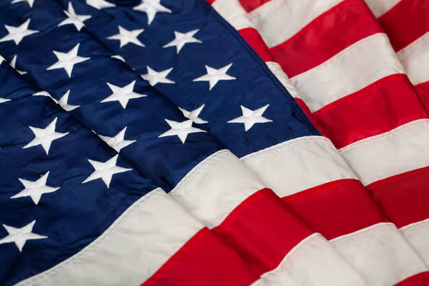 Waved flag of United States of America background - Fotoğraf, Görsel
