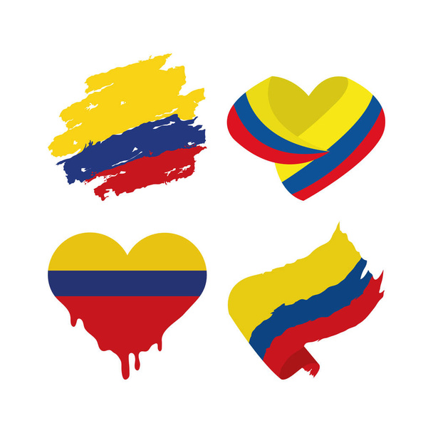 Colombia bandiere icone - Vettoriali, immagini