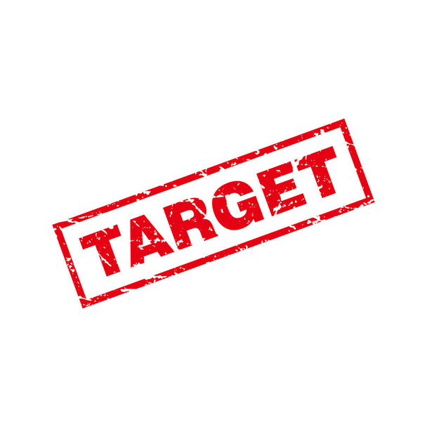 Abstract Red Grungy Target Rubber Stamp Sign Illustration Vector, Target Text Seal, Mark, Label Design Template - Vetor, Imagem