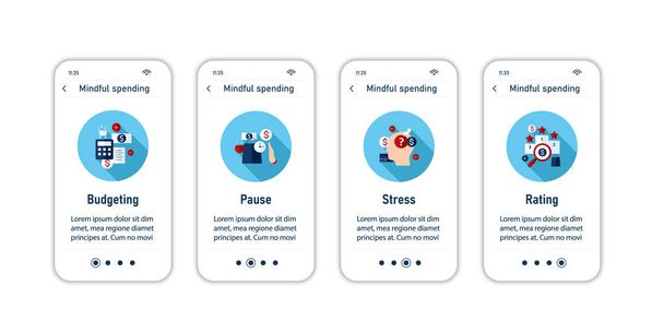 Mindful spendings onboarding mobile app screens - Vector, Image