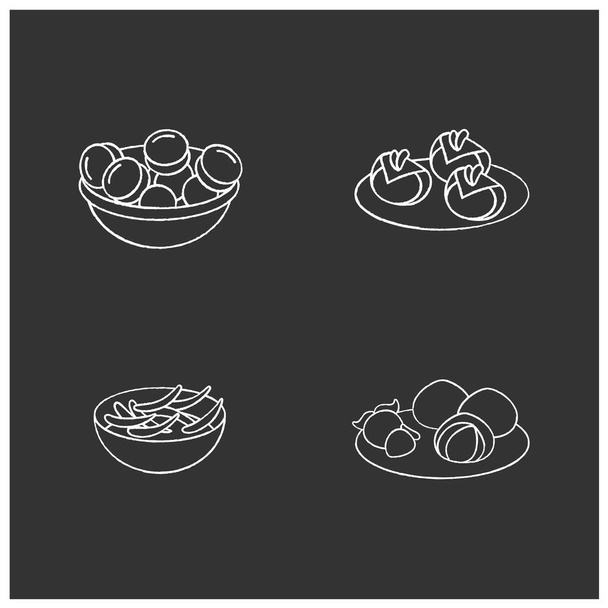 Ícones de giz comida japonesa - Vetor, Imagem