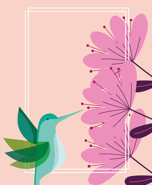 hummingbird flowers banner - Vector, Imagen