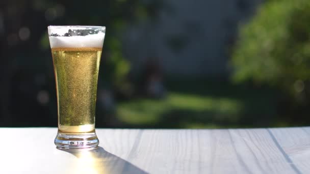 Käsite, International Beer Day IBD, on Jesse Avshalomovin vuonna 2007 Santa Cruzissa Kaliforniassa perustama juhla elokuun ensimmäisenä perjantaina. Lähikuva, Kopioi tilaa, hämärtynyt tausta - Materiaali, video