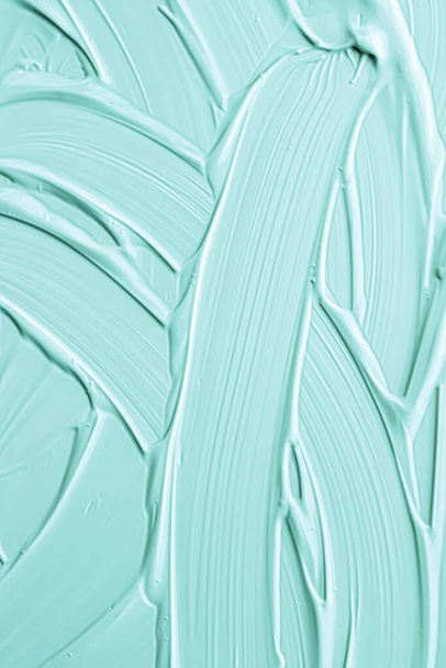 Mint cosmetic texture background, make-up and skincare cosmetics cream product, luxury beauty brand, holiday flatlay design or abstract wall art and paint strokes - Photo, Image