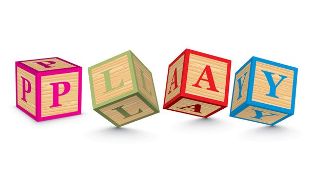 Word PLAY written with alphabet blocks - Vector, Image