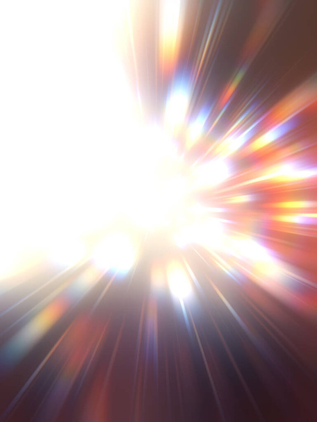 Papel de parede vibrante e colorido brilhante. Estrela de explosão de luz com partículas e linhas brilhantes. Belos raios abstratos fundo. - Foto, Imagem