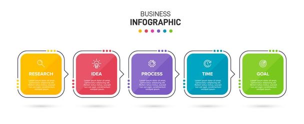 Infographic design with icons and 5 options or steps. Thin line vector. Infographics business concept. Can be used for info graphics, flow charts, presentations, web sites, banners, printed materials. - Vector, Image