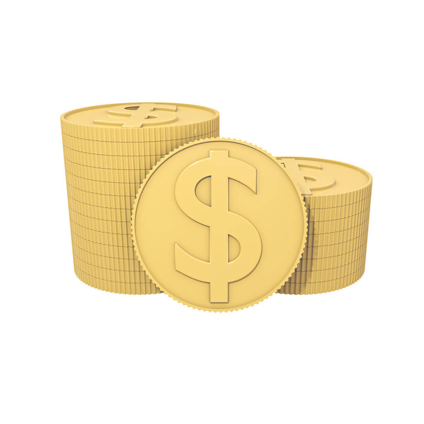 Coins stack 3D illustration isolated on white background - Foto, Bild