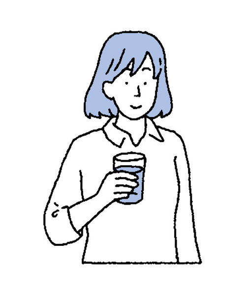 Ilustração de uma mulher segurando uma bebida na mão - Foto, Imagem