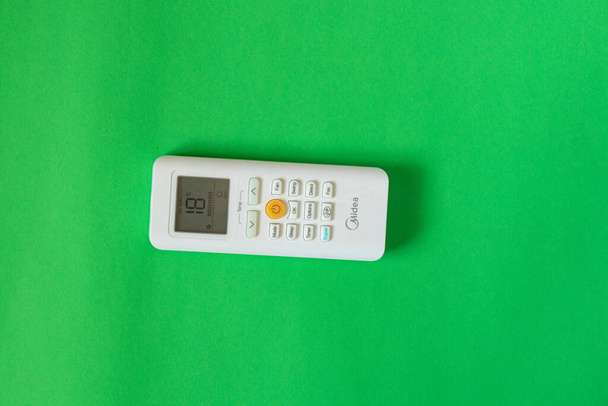 white remote control from air conditioner on isolated background close up - Photo, Image