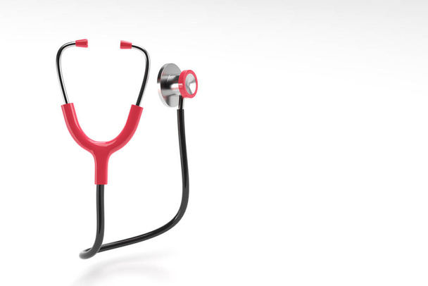 3D Render Realistisches medizinisches Stethoskop auf Farbhintergrund. - Foto, Bild