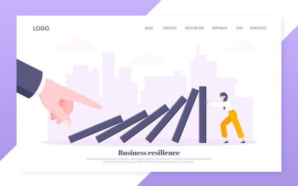Business resilience or domino effect metaphor vector illustration. - Vector, Image