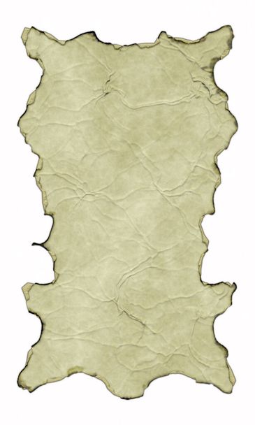 Антикварный пергаментный баннер с обожженными и изогнутыми краями на белом фоне. 3D фантазии иллюстрации. Старый винтажный свиток с морщинами и складками. Средневековый щит. Шаблон меню. - Фото, изображение
