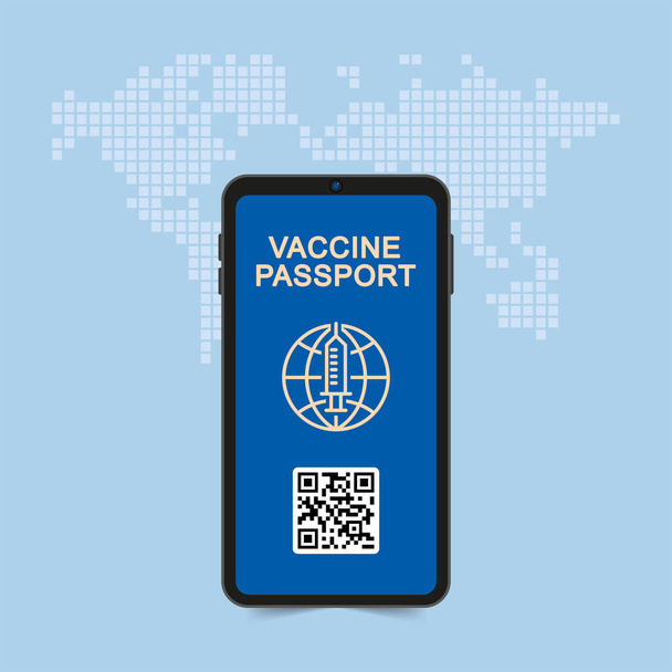 Turista használja a vakcina útlevél utazás a világ minden tájáról - Vektor, kép