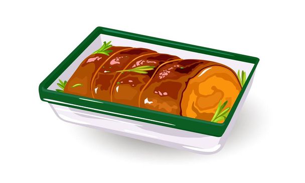 Rolo de porco dos desenhos animados em recipiente - Vetor, Imagem