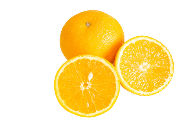 oranges and lemon in the section white background - Valokuva, kuva