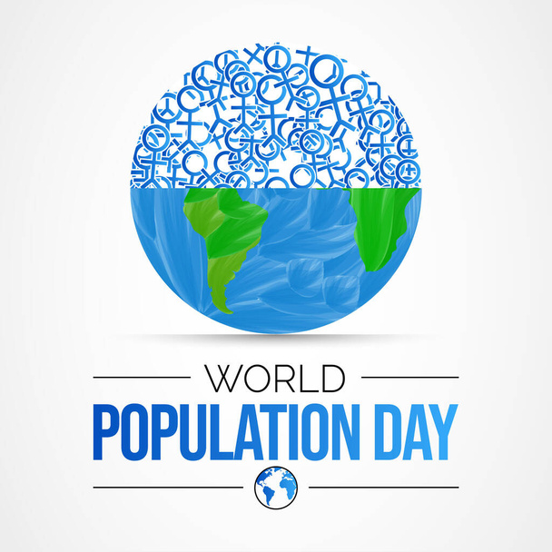 Světový den populace je pozorován každý rok 11. července, který se snaží zvýšit povědomí o globálních populačních otázkách. Vektorová ilustrace. - Vektor, obrázek