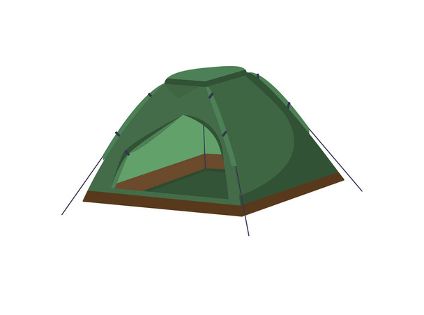  Green canvas tent. Isolated object - Vector, Image