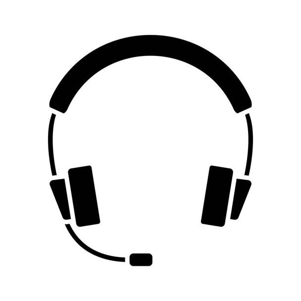 Ikona sluchátek. Sluchátka v glyfu. Sluchátka v siluetě. Sluchátka s mikrofonem, lze použít pro poslech hudby, zákaznický servis nebo podporu, on-line akce. Vektor - Vektor, obrázek