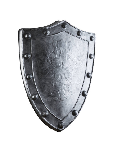 Old medieval shield isolated on white background with clipping path - Fotoğraf, Görsel
