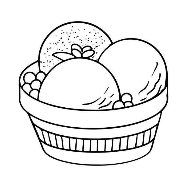 Hand drawn ice cream served in paper bowl. Vector hand drawn illustration - Vector, Image