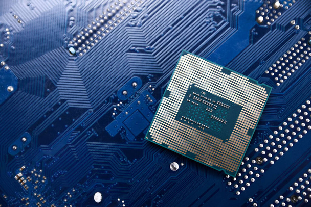 Obvodová deska. Technologické zázemí. Koncepce CPU centrálních počítačových procesorů.Digitální čip.AI.Close up - Fotografie, Obrázek