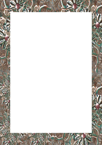 White frame background with decorated design borders. - Φωτογραφία, εικόνα