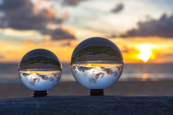 sunset sunrise view inside crystal ball - Photo, Image