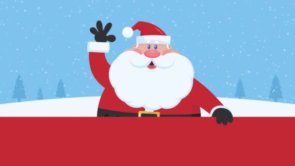 wideo z kreskówki Santa Claus fala dłoni - Materiał filmowy, wideo