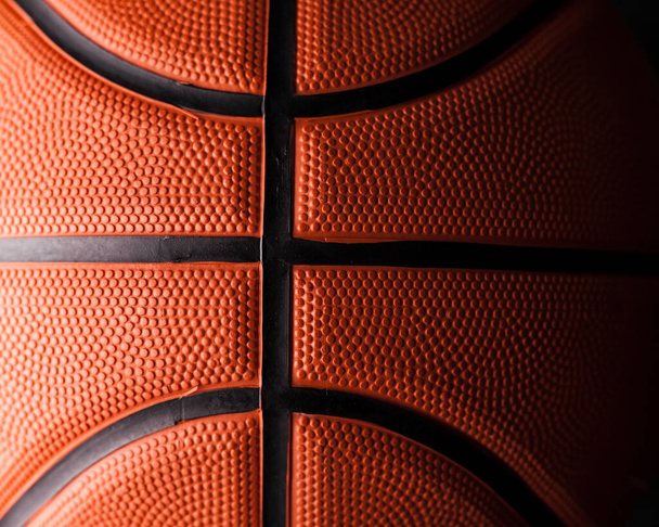 Basketbal gumové oranžové koule zblízka textury pozadí. - Fotografie, Obrázek