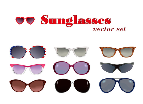 Sunglasses set in white - Vector, Image